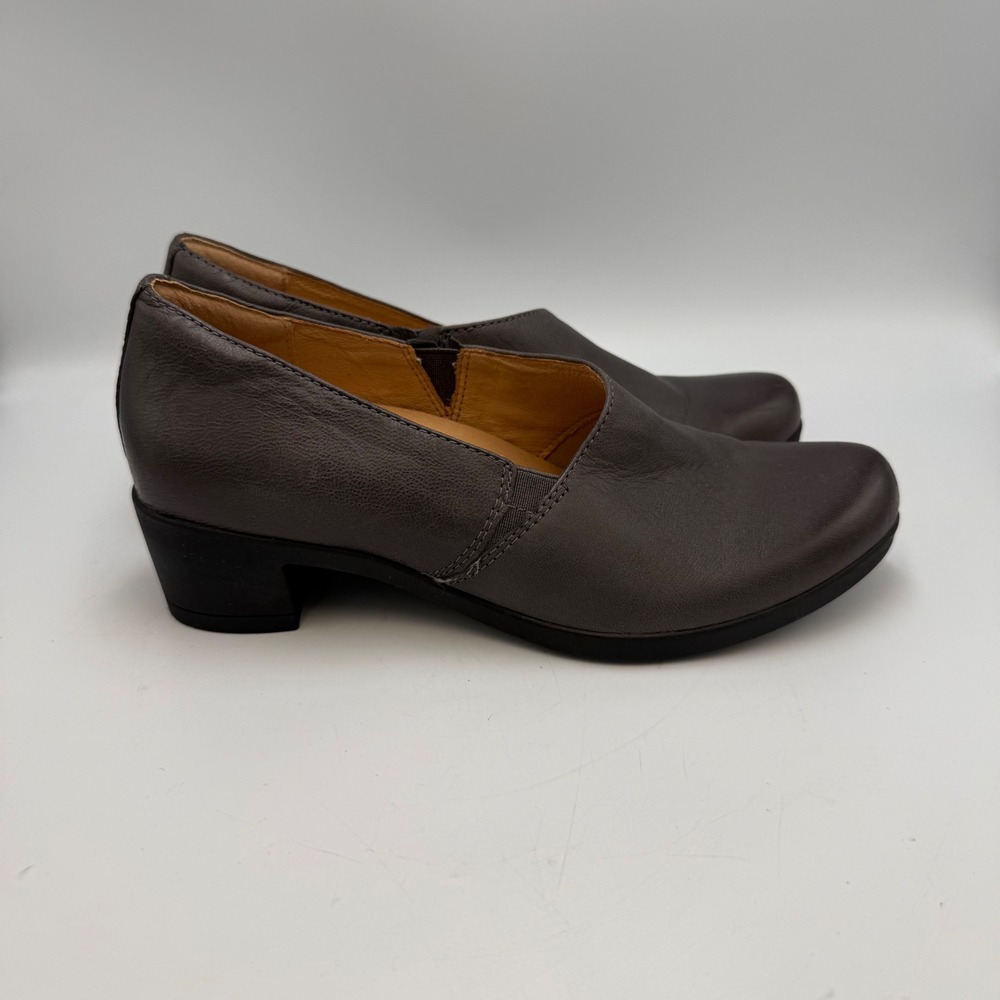 Dansko Camdyn Grey Leather Slip On Low Block Heel Shooties Shoes EU 39 US 8.5-9